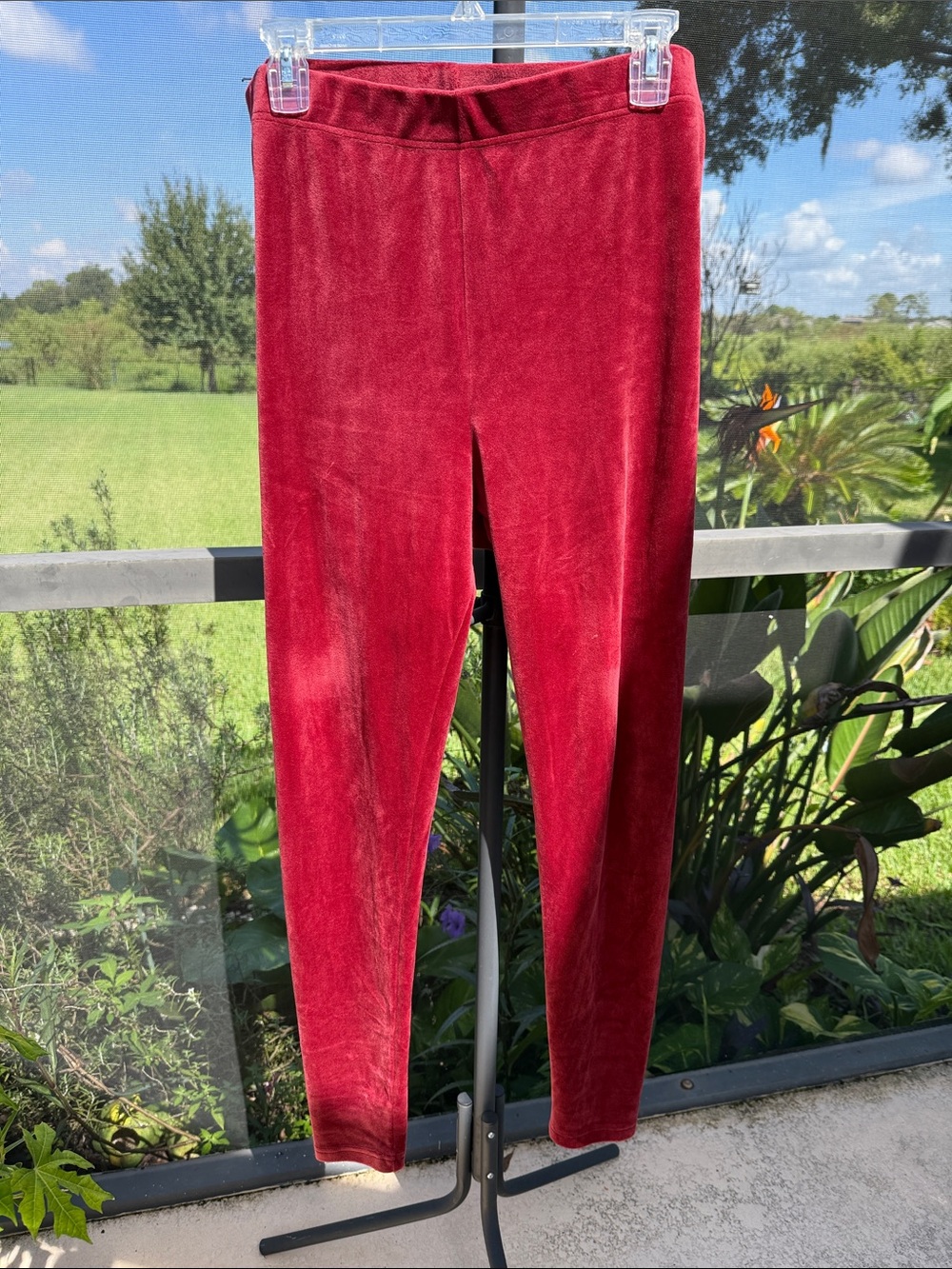Serra Wine Red Velour Leggings